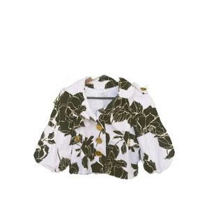 Cache Vintage Cropped Floral Jacket Large Statement Button Up Size Large